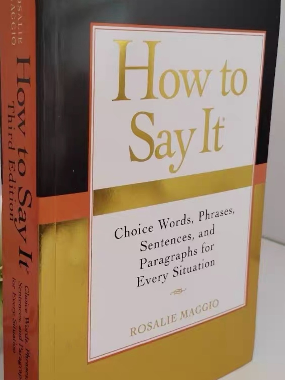 Rosalie Maggio 'How to Say It' Gold and White Decorative Book